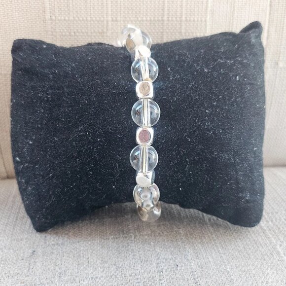 Fashion Bracelet Stretched Wrist Band Clear/Silver Tone Bracelet Adjustable New - Picture 8 of 11